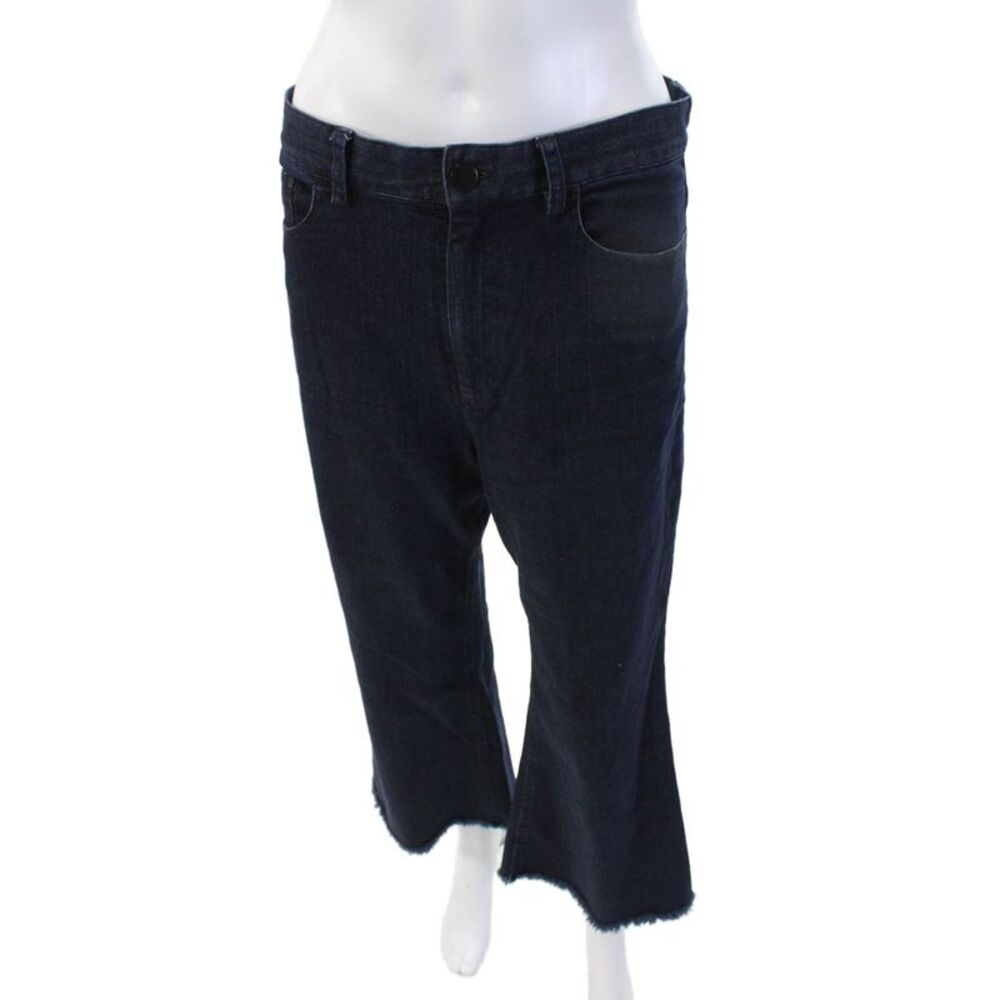 Charlotte Brody Womens Dark Blue Cropped Flared High Waist Jeans Size 30